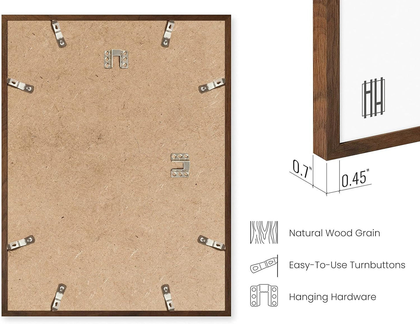 HAUS AND HUES Photo Gallery Wall Frame Set - Set of 5 Walnut Frames for Gallery Wall, Gallery Wall