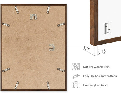 HAUS AND HUES Photo Gallery Wall Frame Set - Set of 5 Walnut Frames for Gallery Wall, Gallery Wall