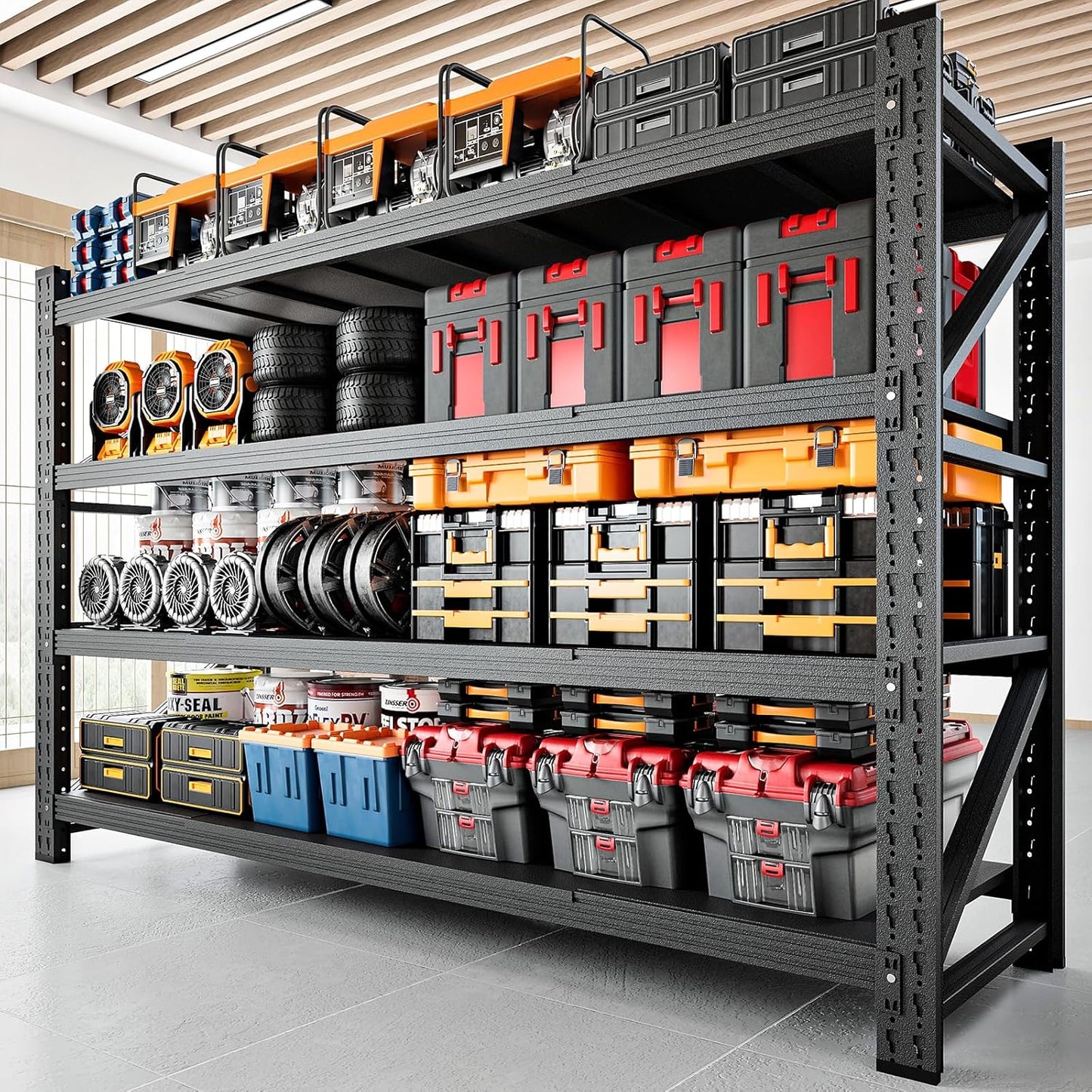 5000LBS Storage Shelves,71" W Garage Shelving Heavy Duty Metal Adjustable Garage Shelves, Shelving