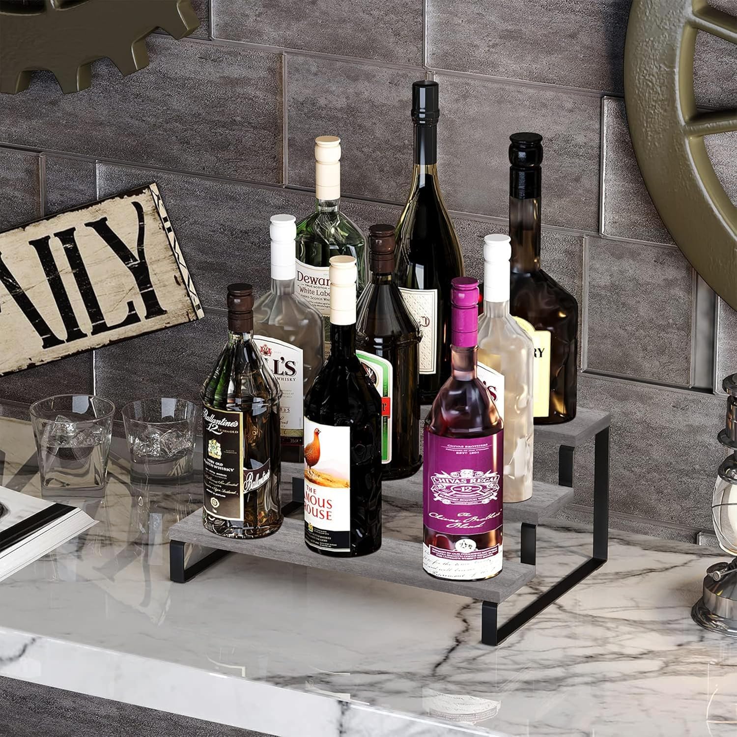 YINMIT Wooden Display Riser Stand, Tiered Perfume and Cologne Organizer Stand, 3 Tier Spice Rack