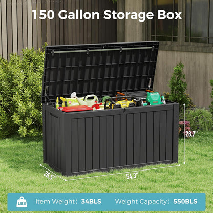 KAMABOKO Outdoor Storage Box, 150 Gallon Large Outdoor Resin Deck Box, Storage Waterproof Boxes