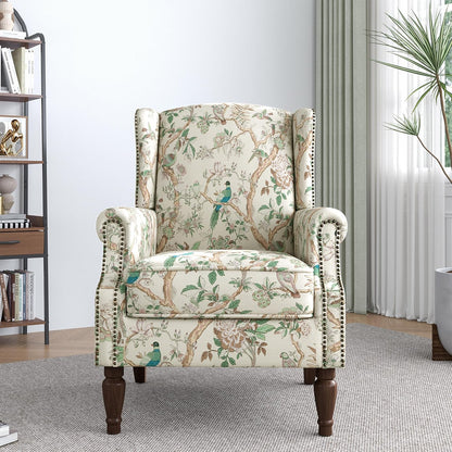 Lumibee High Back Accent Chair, Armchair in Fabric,Comfy Upholstered Wingback Single Sofa Reading