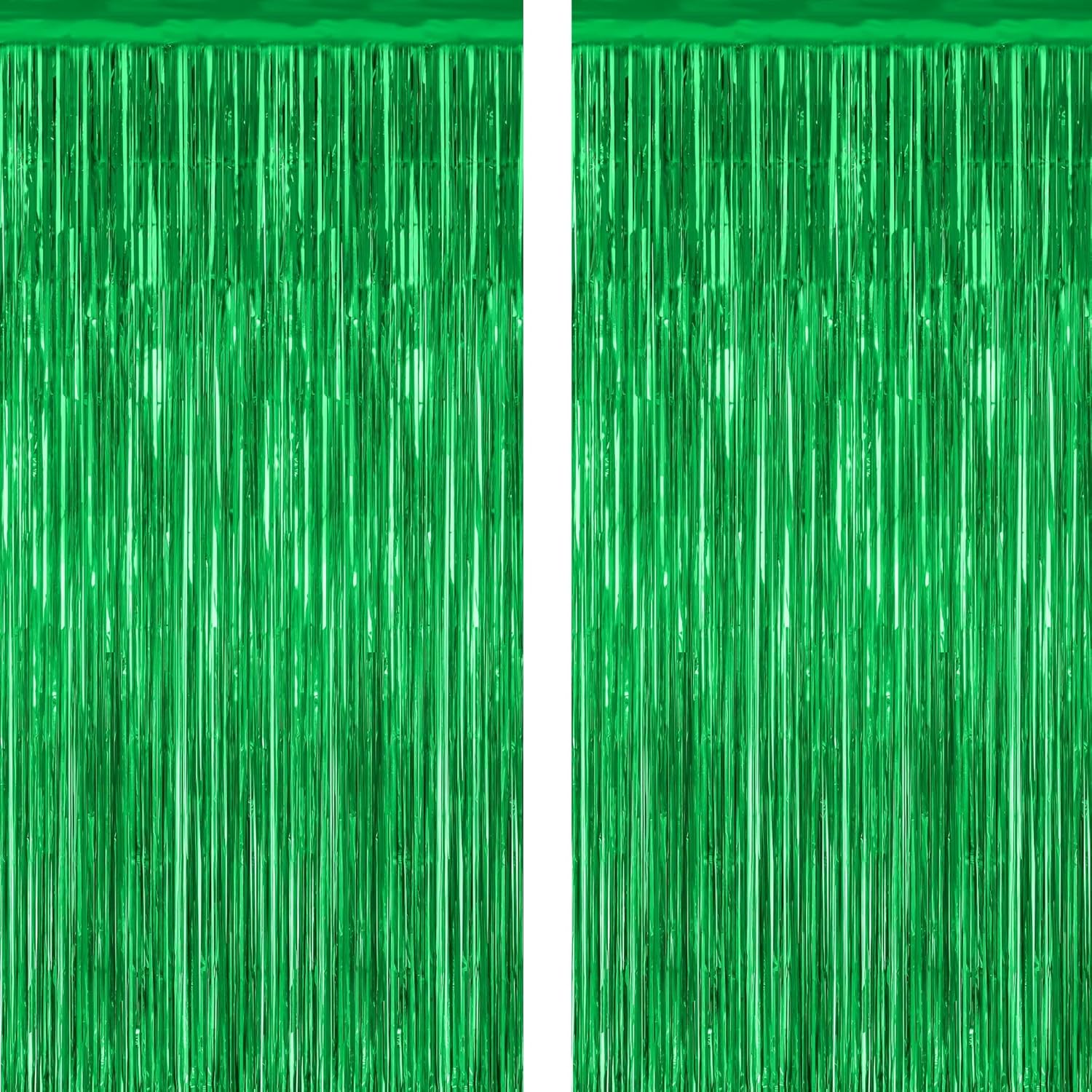 2 Pack Tinsel Backdrop, 3.28 FT x 7.05 FT Green Party Decorations, Metallic Football Backdrop