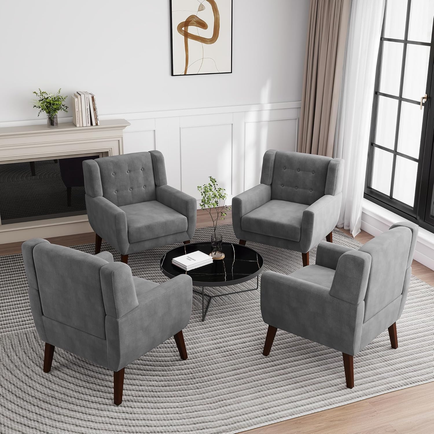 UIXE Accent Chair, Velvet Upholstered Armchair for Living Room, Modern Club Arm Chairs Comfy Single