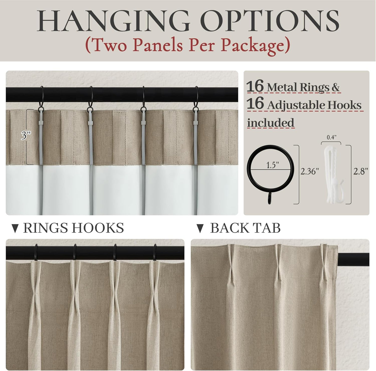GreyBeige 108 Inch Curtains 2 Panel Set Burg Modern Decorative Dark Out Curtains for Bedroom Heat
