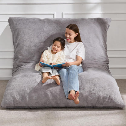 Hobestluk 3 in 1 Bean Bag Chair Giant Bean Bag Chairs for Adults with Chevron Plush Fur Cover