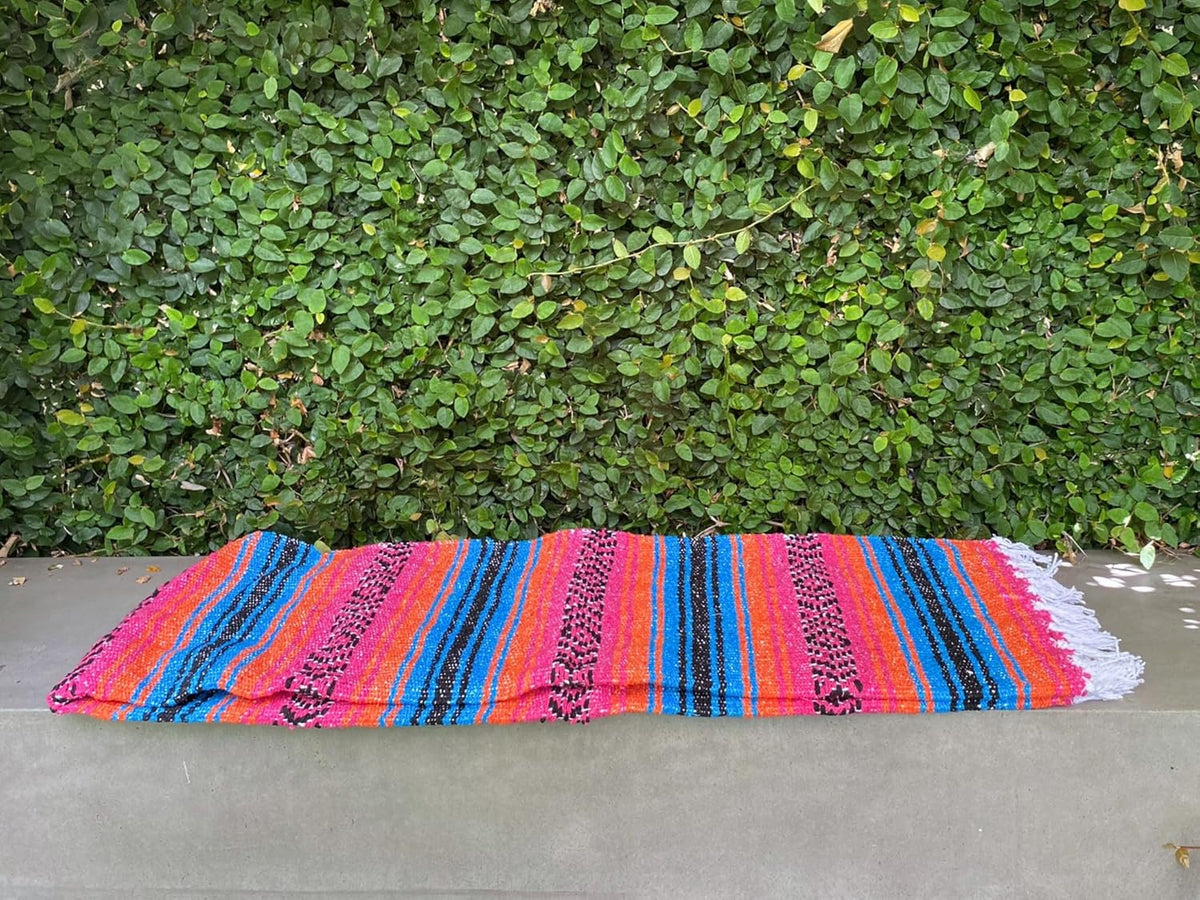 Del Mex Classic Mexican Blanket, Large Authentic Woven Falsa Throw (70"x50"), Artisan Southwest