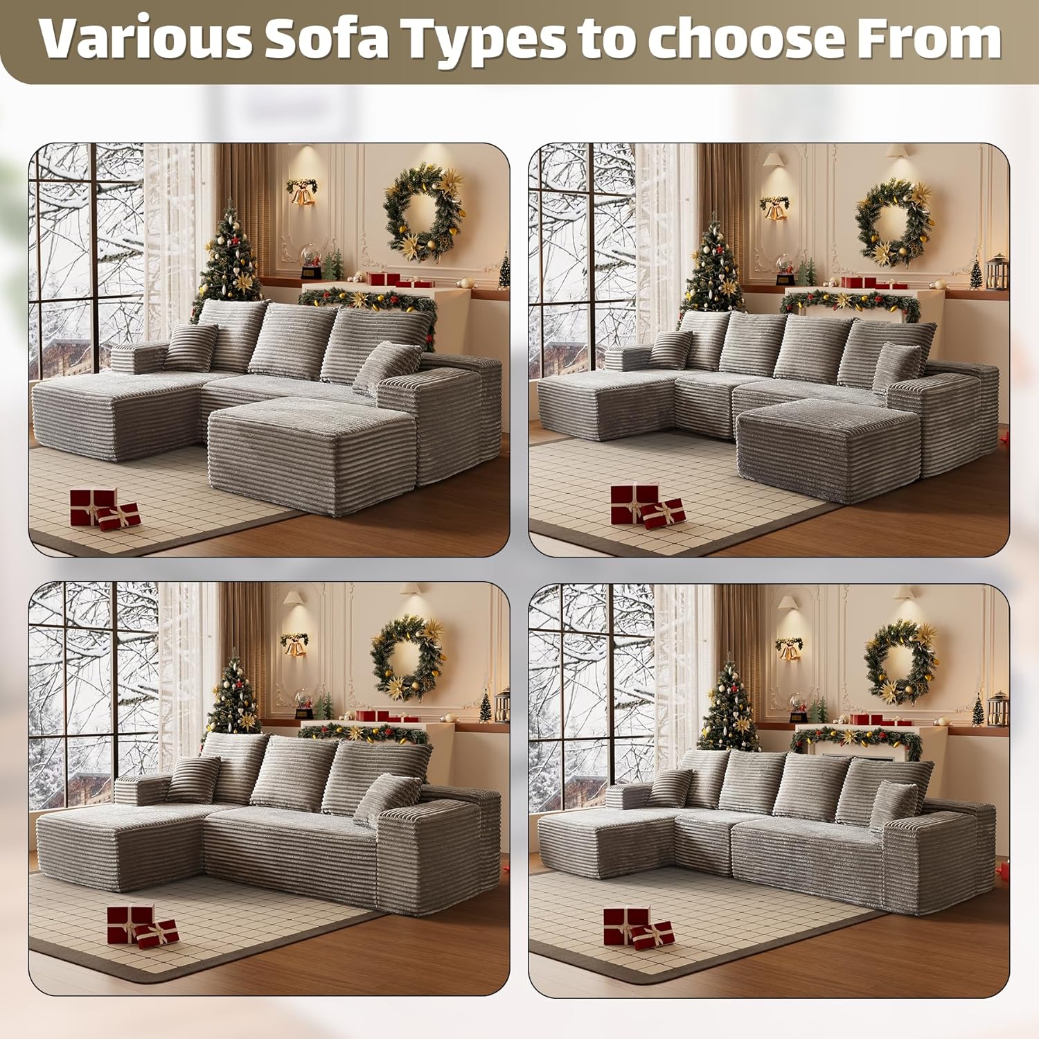 HYJT-H&K Modular Sectional Sofa Cloud Couch, 107" Comfy L Shaped Sectional Couches for Living Room