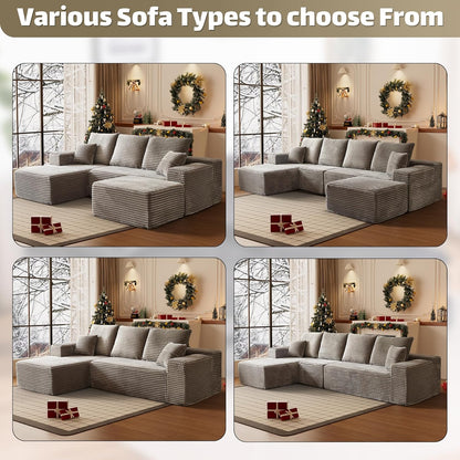HYJT-H&K Modular Sectional Sofa Cloud Couch, 107" Comfy L Shaped Sectional Couches for Living Room