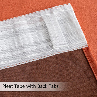 MIULEE Fall Burnt Orange Velvet Curtains 84 Inches Long 2 Panels - Back Tab and Pleated Luxury