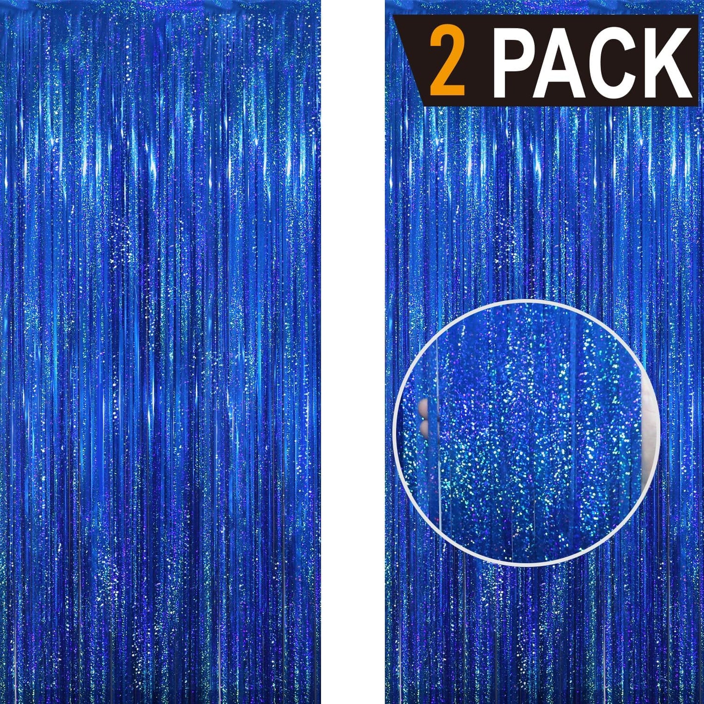 GOER 6.4 ft x 8.2 ft Metallic Tinsel Foil Fringe Curtains Party Photo Backdrop Party Streamers for