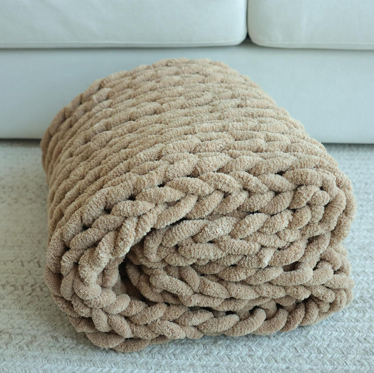 Maetoow Chenille Chunky Knit Blanket Throw （40×50 Inch）, Handmade Warm & Cozy Blanket Couch, Bed