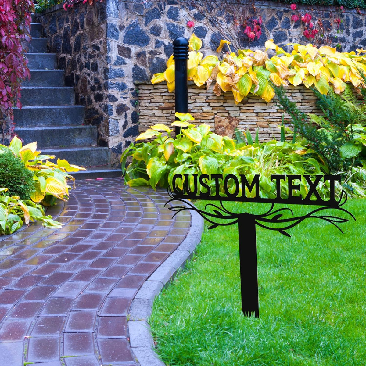 Personalized Metal Text Garden Sign with Stake, Custom Garden Decor for Outdoor, Custom Family Name