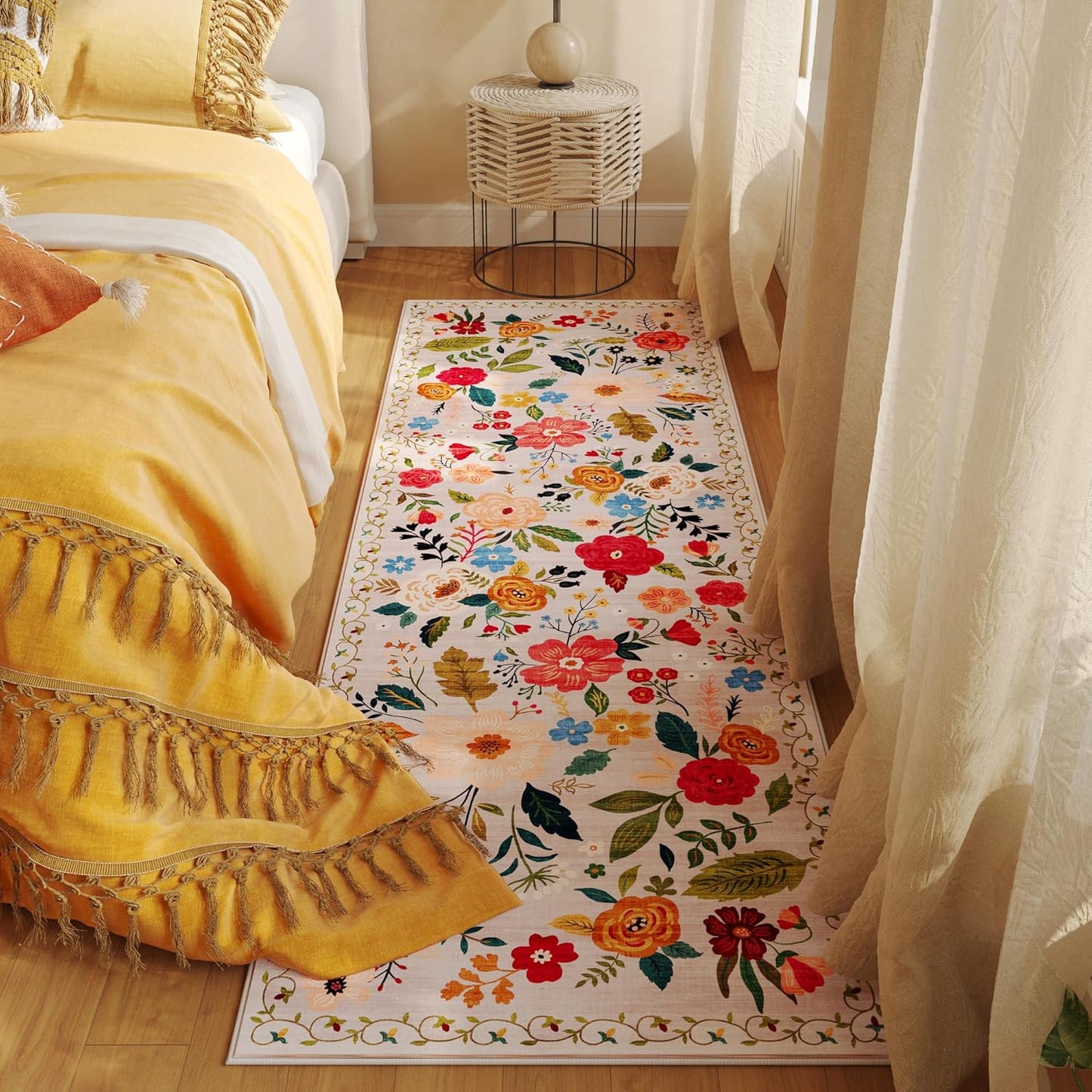 Runner Rug for Hallways Kitchen Rug Non Slip 2'x 6' Washable Rugs with Rubber Backing Soft Floral