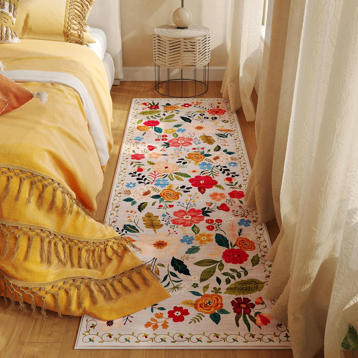 Runner Rug for Hallways Kitchen Rug Non Slip 2'x 6' Washable Rugs with Rubber Backing Soft Floral