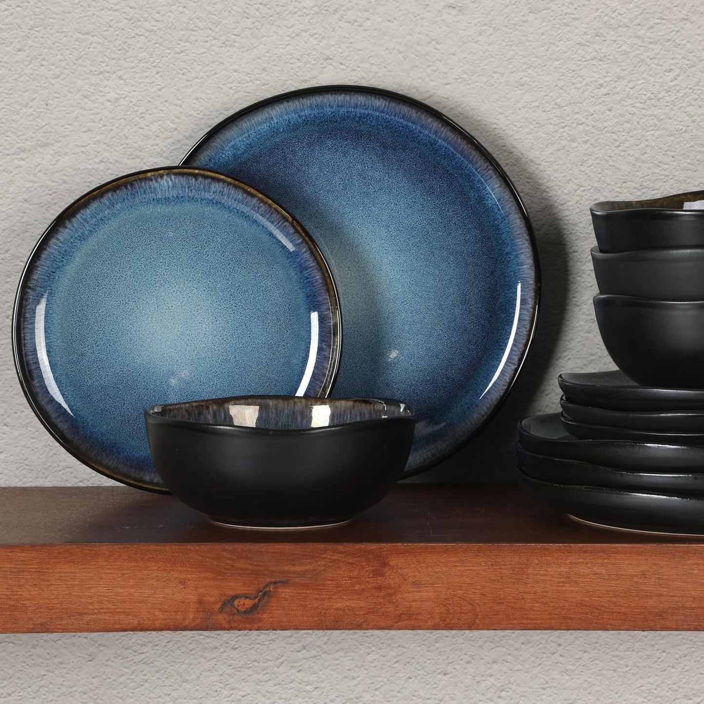 Gibson Elite Nardini 12 Piece (Service for 4) Plates and Bowls Reactive Glaze Dishes Stoneware