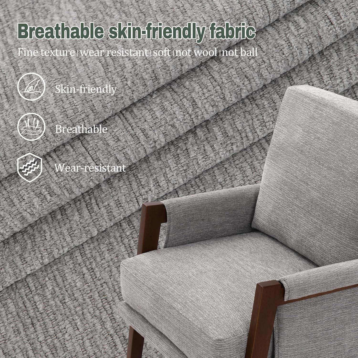Modern Accent Chairs Set of 2 for Living Room Mid Century Arm Chairs Upholstered Bedroom Chairs
