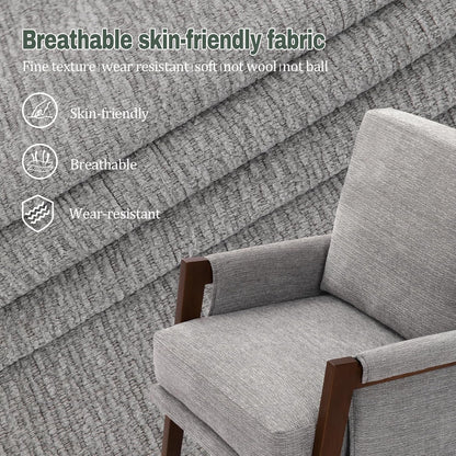 Modern Accent Chairs Set of 2 for Living Room Mid Century Arm Chairs Upholstered Bedroom Chairs