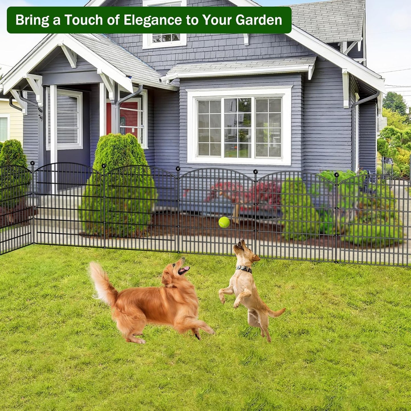 15 Panels Decorative Garden Fence - 32 in (H) x 35.4 ft (L) No Dig Dog Fence Outdoor for Yard