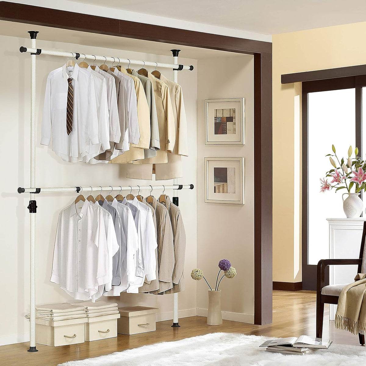 PRINCE HANGER Rack Heavy Duty One Touch System Load 352LBS Clothing Racks for Hanging Clothes Metal