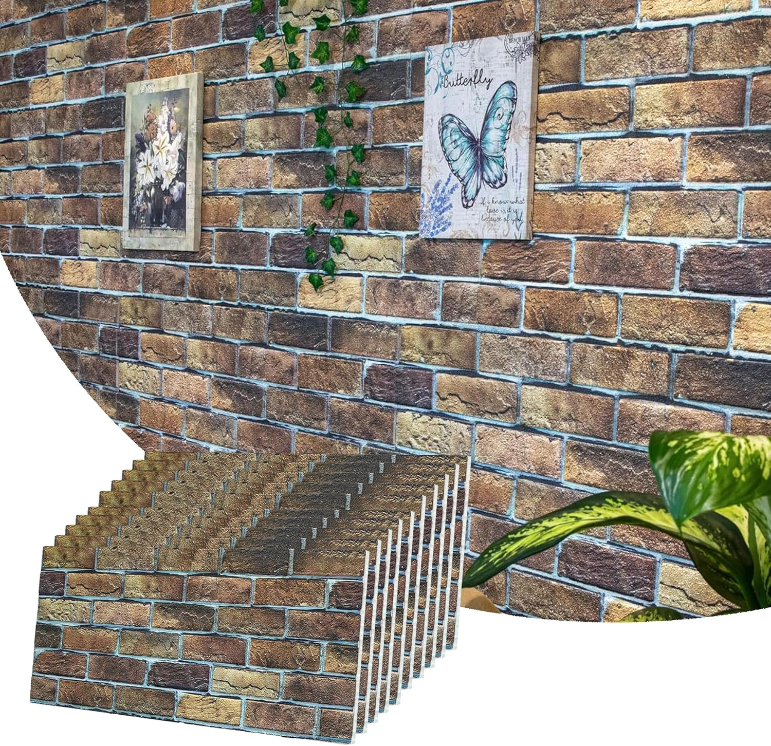Dundee Deco 3D Wall Panels Faux Brick - Cladding, Brown Beige Stone Look Wall Paneling, Styrofoam