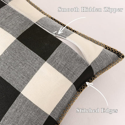decorUhome Buffalo Plaid Check Throw Pillow Covers 12x20 Set of 2, Outdoor Lumbar Decorative