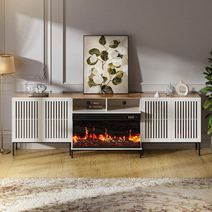 3-Sided Glass Farmhouse Fireplace TV Stand for TVs Up to 100 Inch, Entertainment Center with 36"