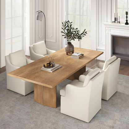 VKNOW Upholstered Dining Chairs Set of 4, Modern Kitchen Chairs Dinner Chairs with 4 Casters, Linen