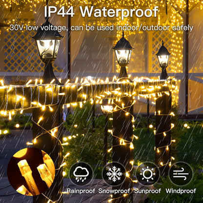 String Lights Indoor Bedroom, 100 LED 33FT Fairy String Lights Outdoor Waterproof, 8 Modes