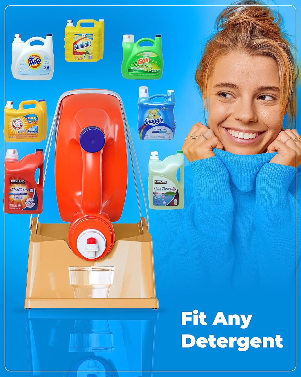 TidyFriend Laundry Detergent Holder Stand with Drip Tray, Laundry Soap Holder with Non-Slip Rubber