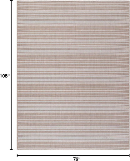 Stripe Outdoor Rug 6x9 Washable Outside Carpet for Indoor Patio Porch Waterproof Easy Cleaning Non