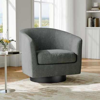 Swivel Barrel Accent Chair, Modern Round Chenille Fabric Arm Chair for Living Room, Bedroom, Comfy