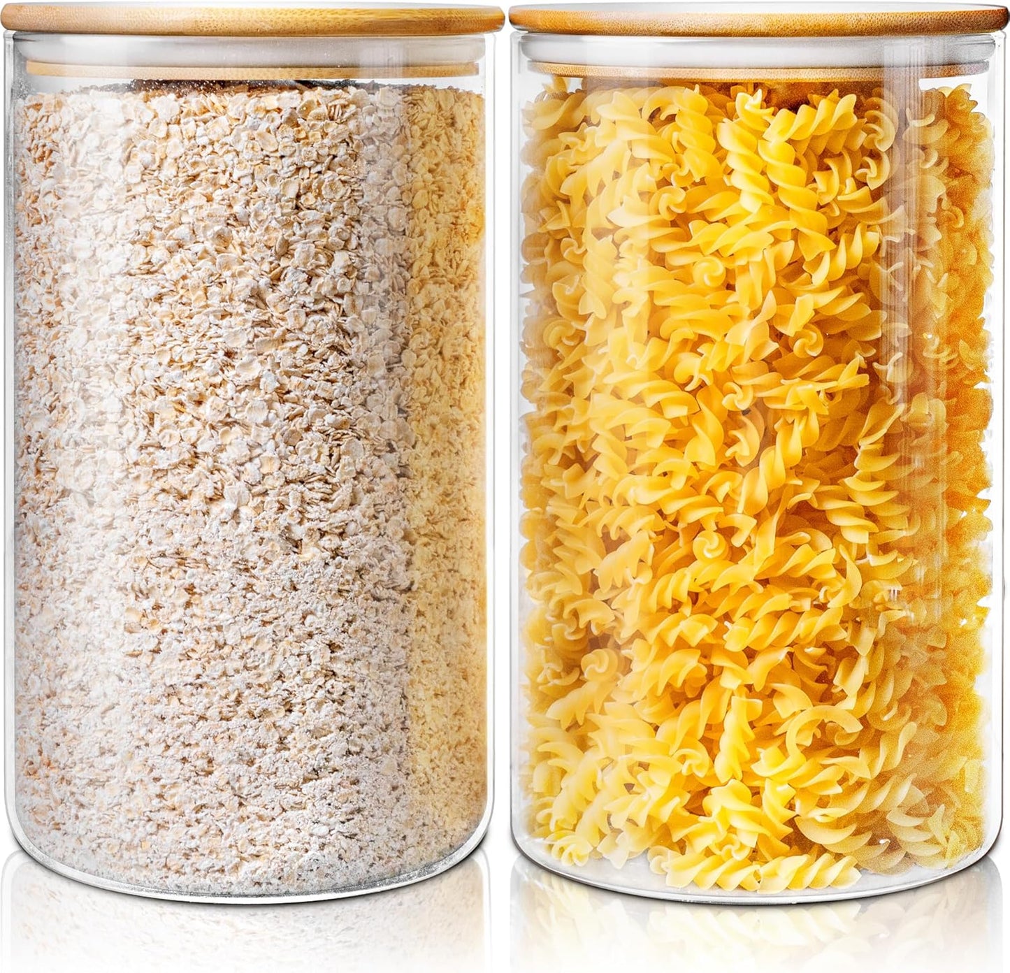 Extra Large Glass Flour and Sugar Storage Containers with Airtight Lids,132 floz x2 [Set of 2] Big