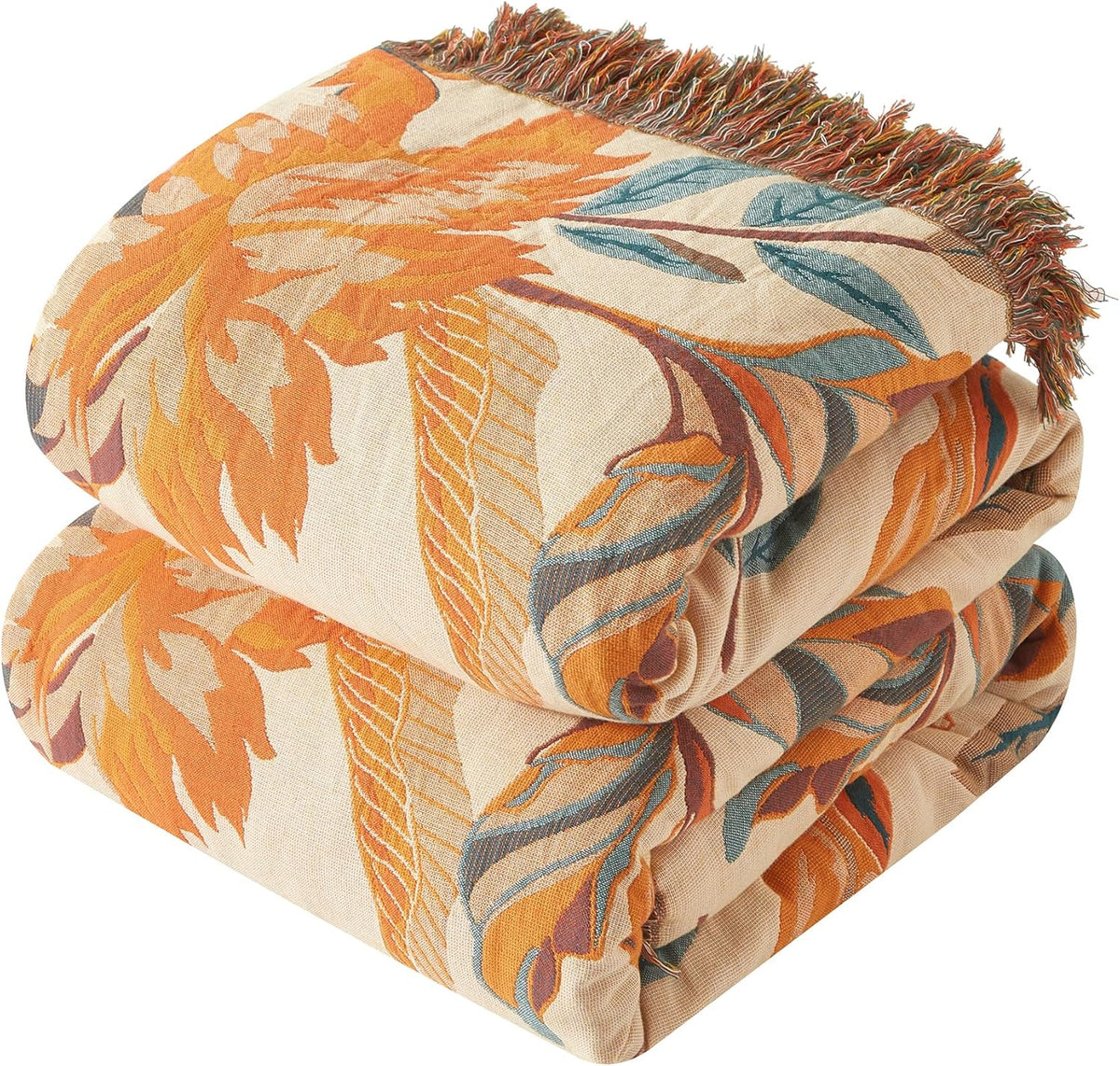 Boho Throw Blanket for Couch Sofa Bed, 100% Cotton Woven Quilt with Tassel 90”x98”, Super Soft