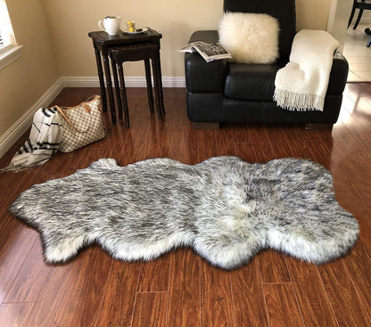 LAMBZY Faux Sheepskin Hypoallergenic Free Shape Silky Shag Rug, Luxury Shaggy Silky Plush Carpet