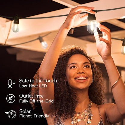 Brightech Ambience Pro Solar Powered Outdoor String Lights, 48 ft Commercial Grade Waterproof Patio