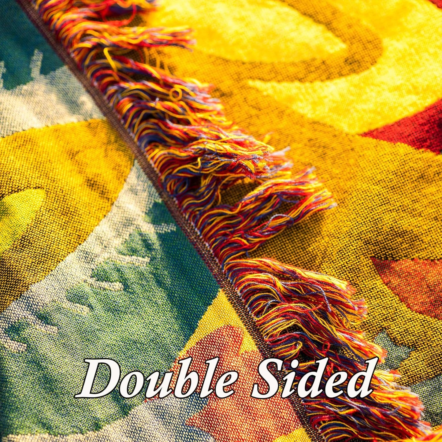 Snycler Boho Throw Blanket for Bed, 100% Organic Cotton Muslin Soft Throw-Yellow Boho Floral