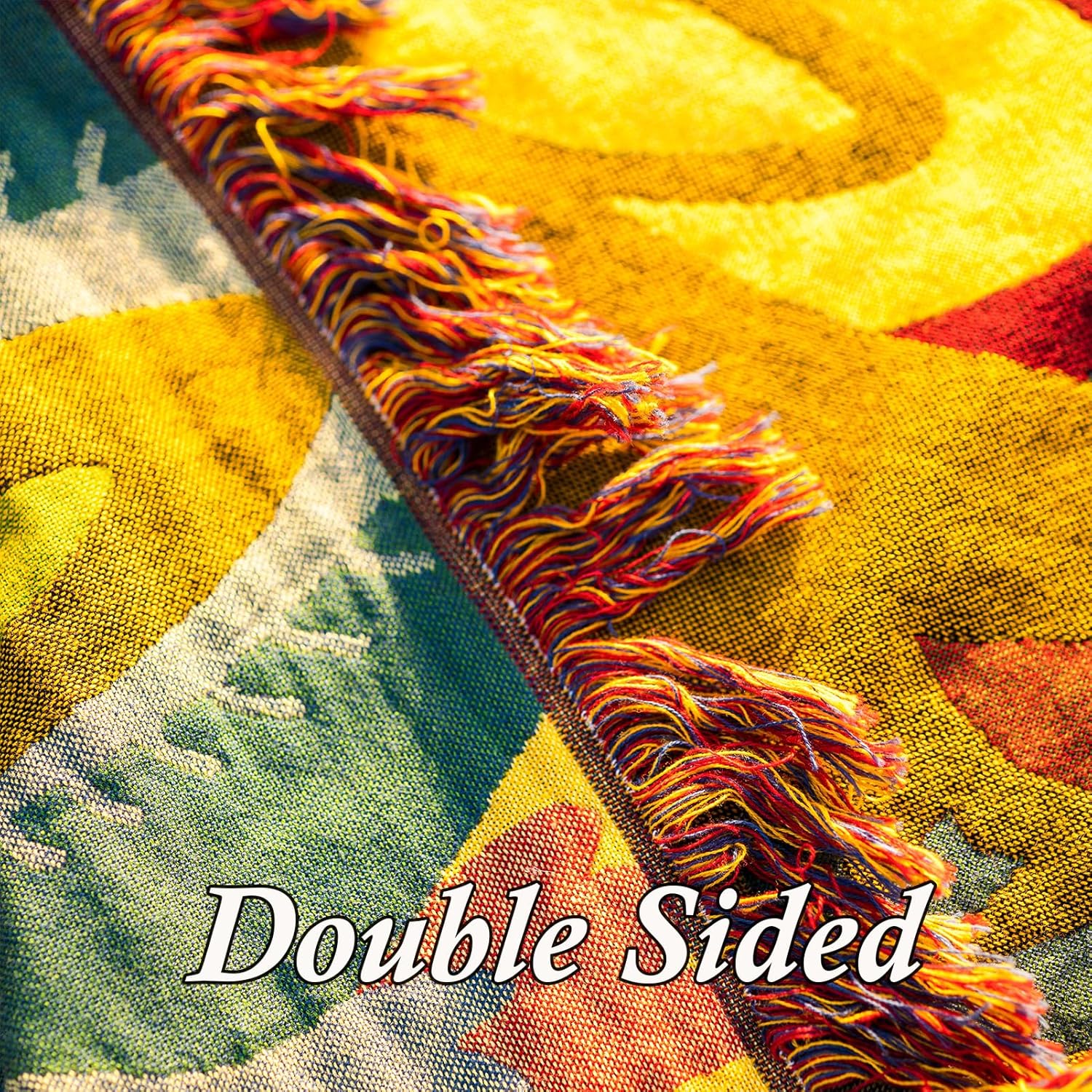 Snycler Boho Throw Blanket for Bed, 100% Organic Cotton Muslin Soft Throw-Yellow Boho Floral