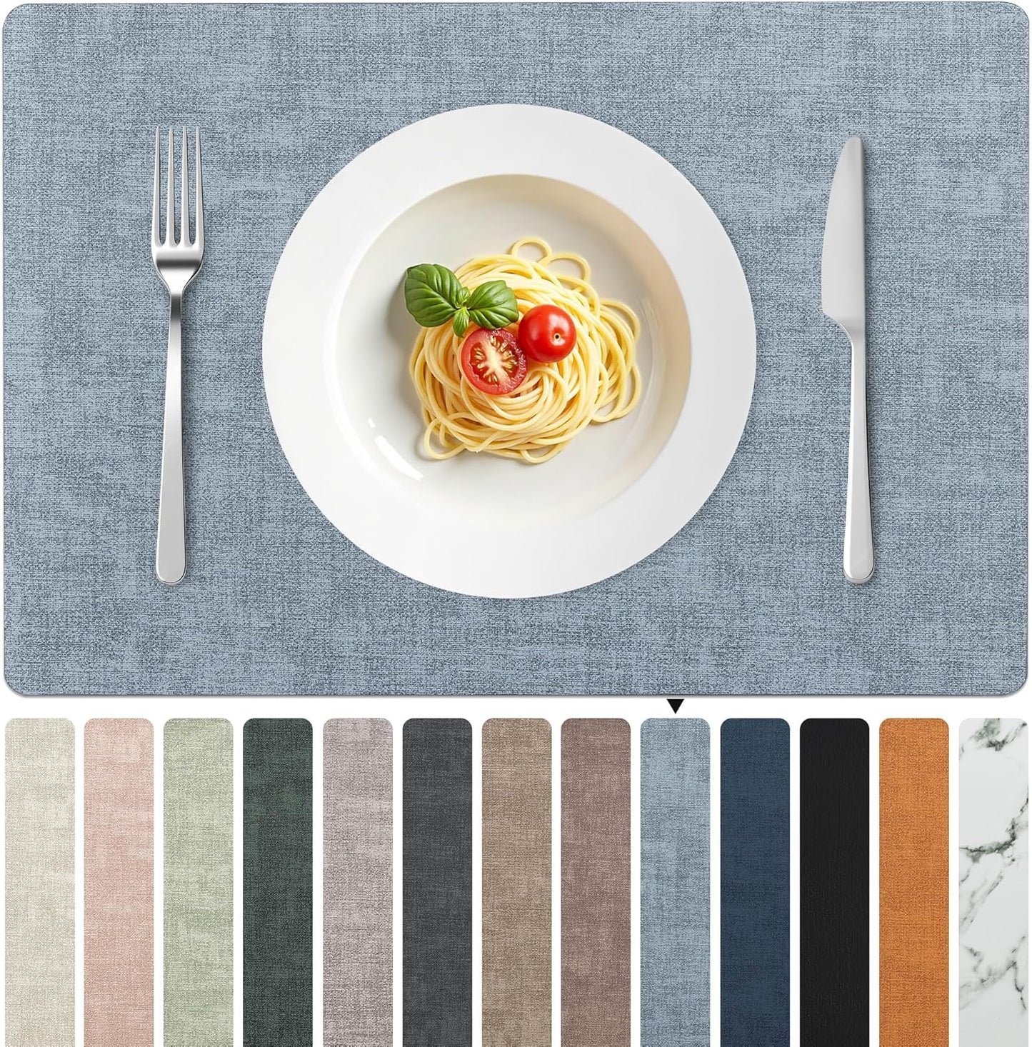 FROMHEART Faux Leather Placemats Set of 6–Waterproof,Heat/Oil Stain-Resistant PU Table