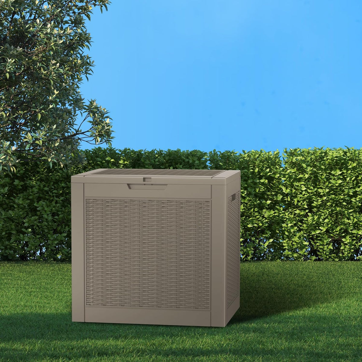 Vixzen 31 Gallon Resin Deck Box - Lockable Outdoor Storage for Patio Cushions, Garden Tools, Pool