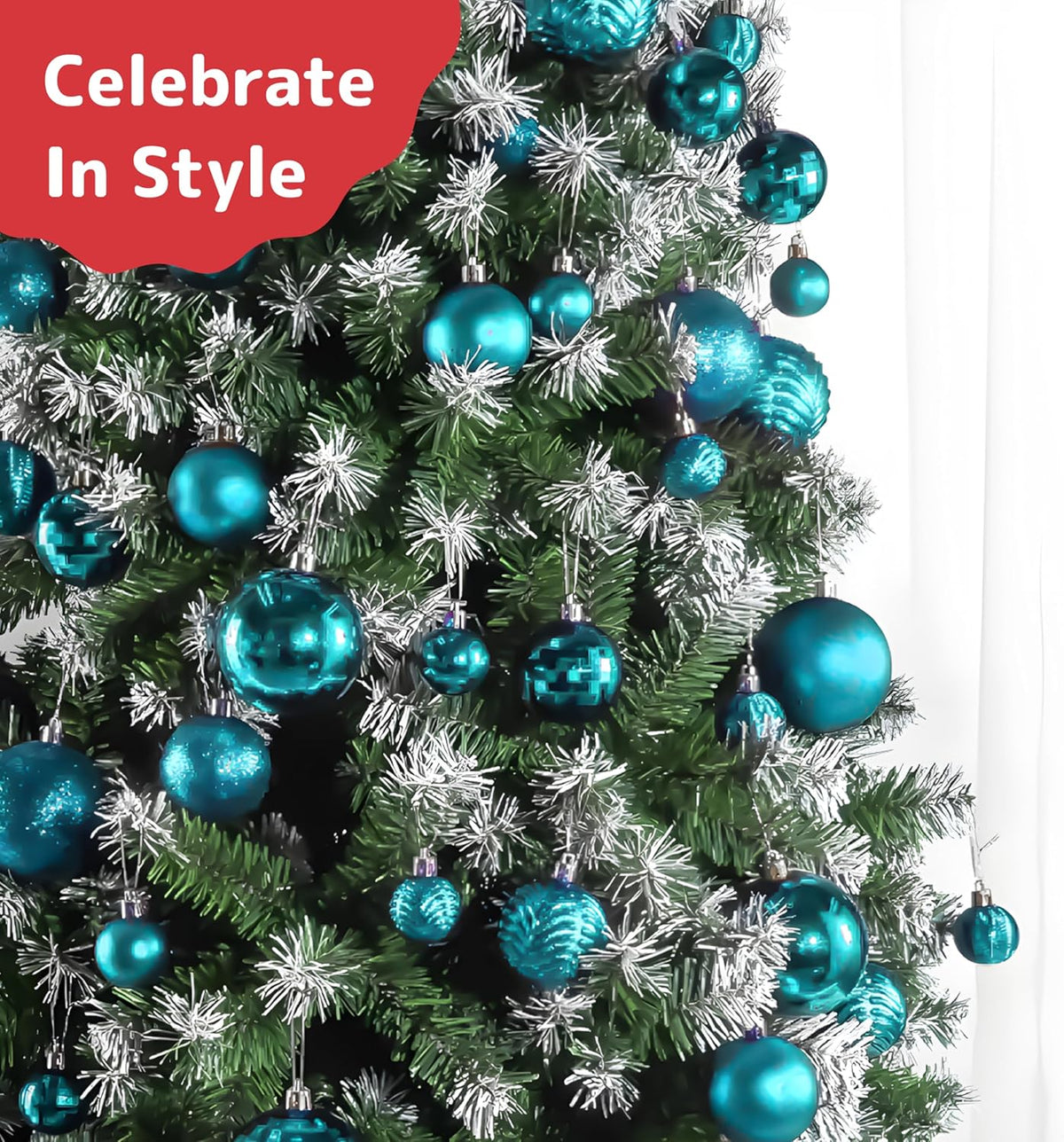 Prextex Christmas Tree Ornaments - Blue Christmas Ball Ornaments Set for Christmas, Holiday, Wreath