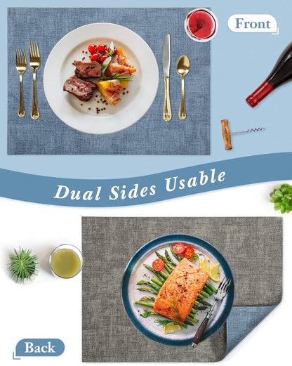 SUEH DESIGN Leather Placemats Set of 6 Reversible Table Mats Heat Resistant Waterproof No-Slip