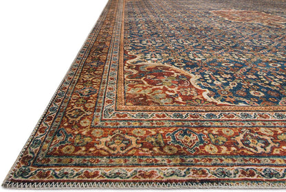 Loloi Layla Collection LAY-09 Cobalt Blue/Spice 2'-6" x 12'-0" .13" Thick Runner Rug, Soft