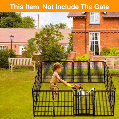 Doorless Dog Digging Fence Barrier,48in(H) 12 Panels Total 26.6 Ft(L), Black Metal Fencing for Yard