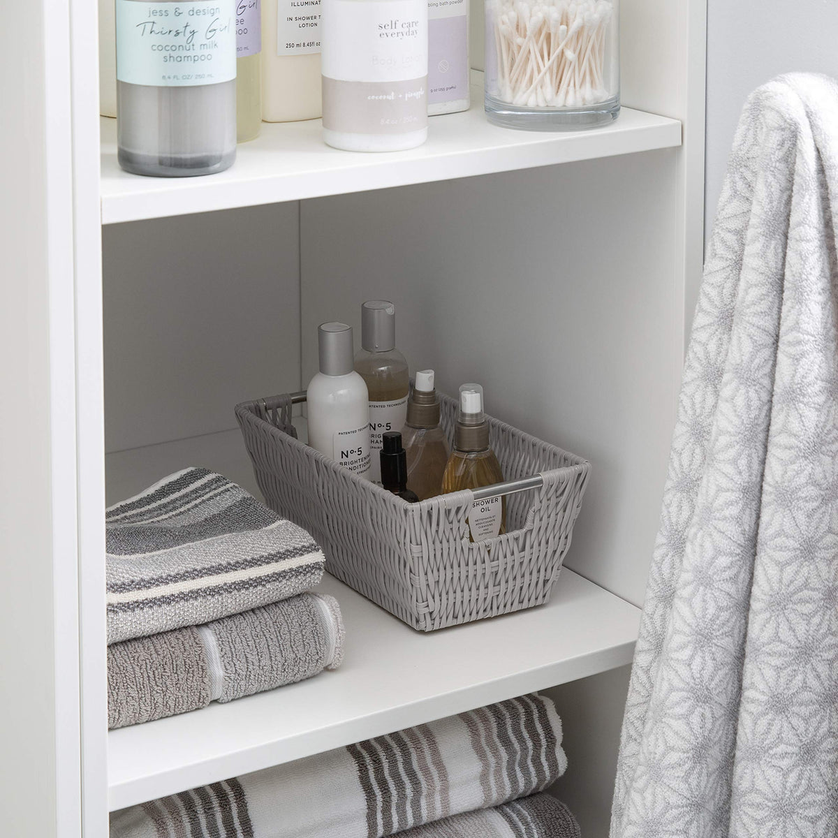 Simplify 11"x6.5"x4.5" Small Shelf Storage Woven Basket with Handles, Nursery, Playroom, Toys