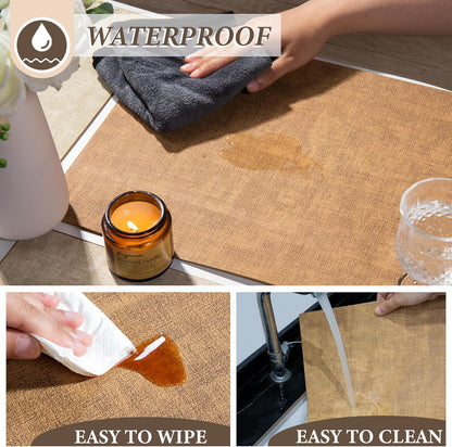 SUEH DESIGN Leather Placemats Set of 6 Reversible Table Mats Heat Resistant Waterproof No-Slip