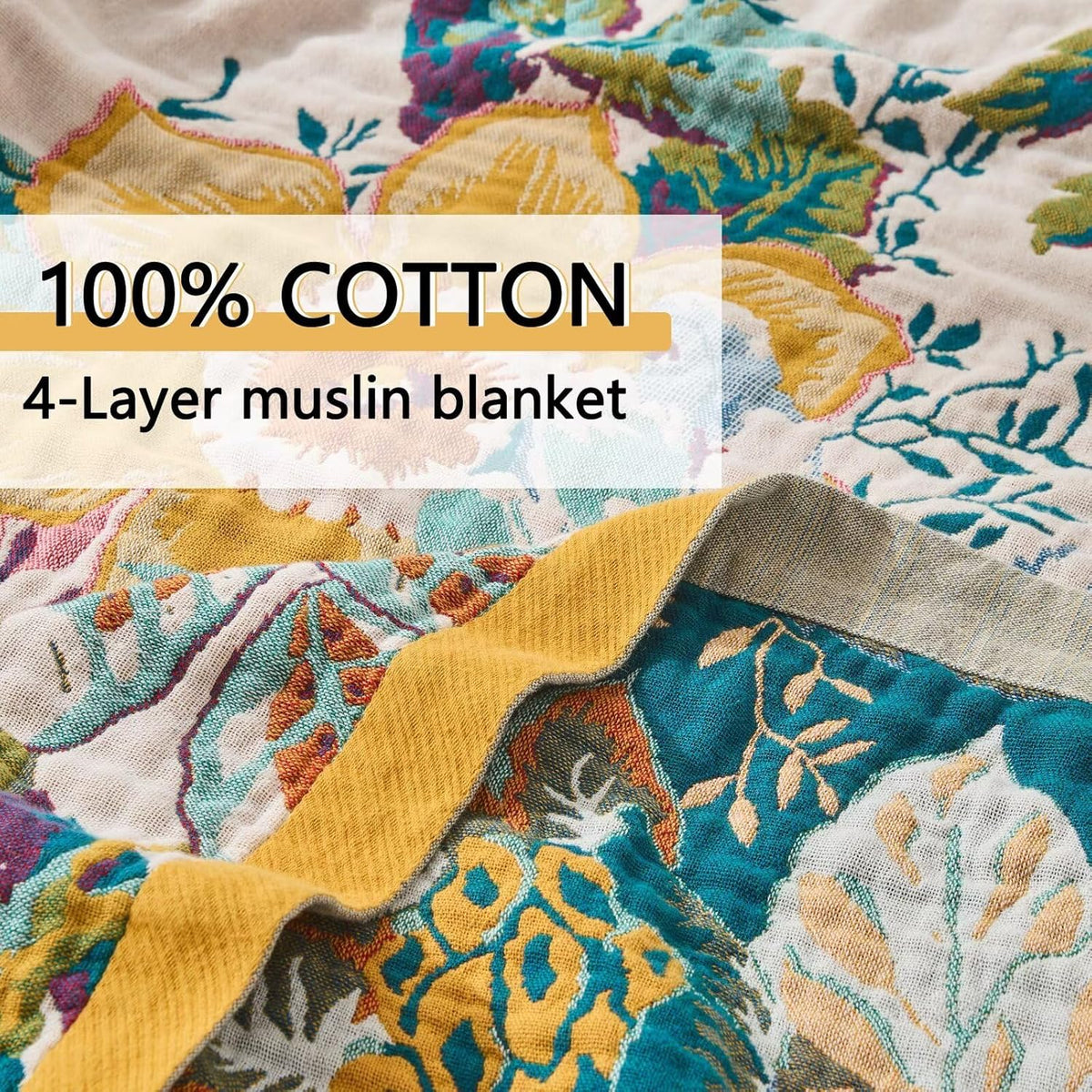 Ultra Soft Lightweight Cotton Quilts,Cozy Summer Boho Throw Blankets,Lightweight Reversible Muslin