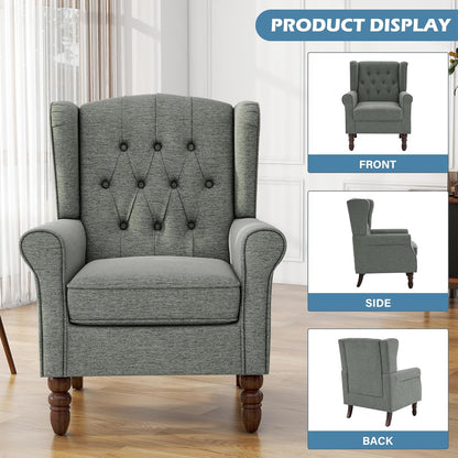 UIXE High Back Accent Chairs Set of 2, Upholstered Armchair in Fabric, Retro Wingback Arm Chair for