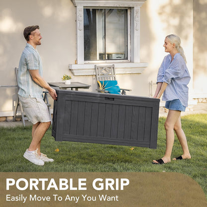 Devoko 120 Gallon Deck Box Resin Outdoor Storage Box Waterproof for Patio, Large Outdoor Storage