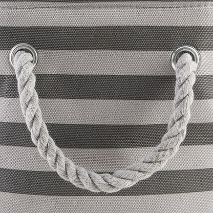Bone Dry Pet Storage Collection Striped Paw Patch Bin, Large Round, Gray